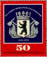(1976-010) Марка Германия (ФРГ) "Эмблема"    Пожарная охрана, 125 лет III Θ
