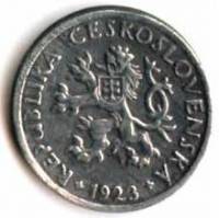 (№1923km5) Монета Чехословакия 1923 год 2 Haleacute;řů