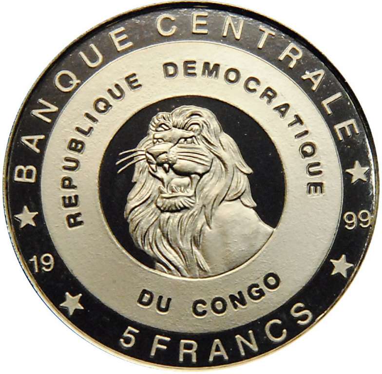 (1999) Монета Дем Республика Конго 1999 год 5 франков &quot;Короли Бельгии&quot;  Медь-Никель  PROOF