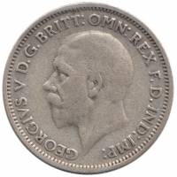 (1936) Монета Великобритания 1936 год 6 пенсов "Георг V"  Серебро Ag 500  VF