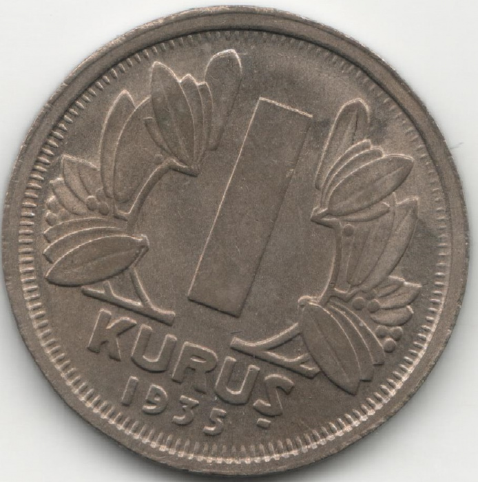 (1935) Монета Турция 1935 год 1 куруш   Медь-Никель  UNC