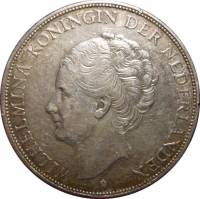 () Монета Нидерланды (Голландия) 1929 год 2  ""   Биметалл (Серебро - Ниобиум)  UNC