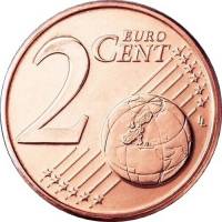 (2020) Монета Италия 2020 год 2 цента   Сталь, покрытая медью  UNC