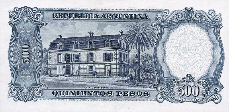 (№1964P-278b) Банкнота Аргентина 1964 год &quot;500 Pesos&quot; (Подписи: Ianella- Real)