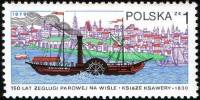 (1979-032) Марка Польша "Весельный пароход"    150 лет навигации по реке Висла III Θ