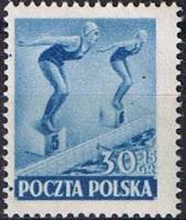 (1952-030) Марка Польша "Плавание" , II Θ