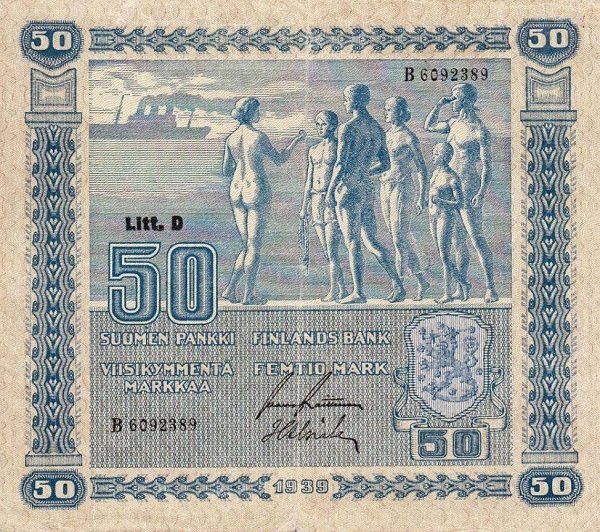 (,) Банкнота Финляндия 1939 год 50 марок    UNC