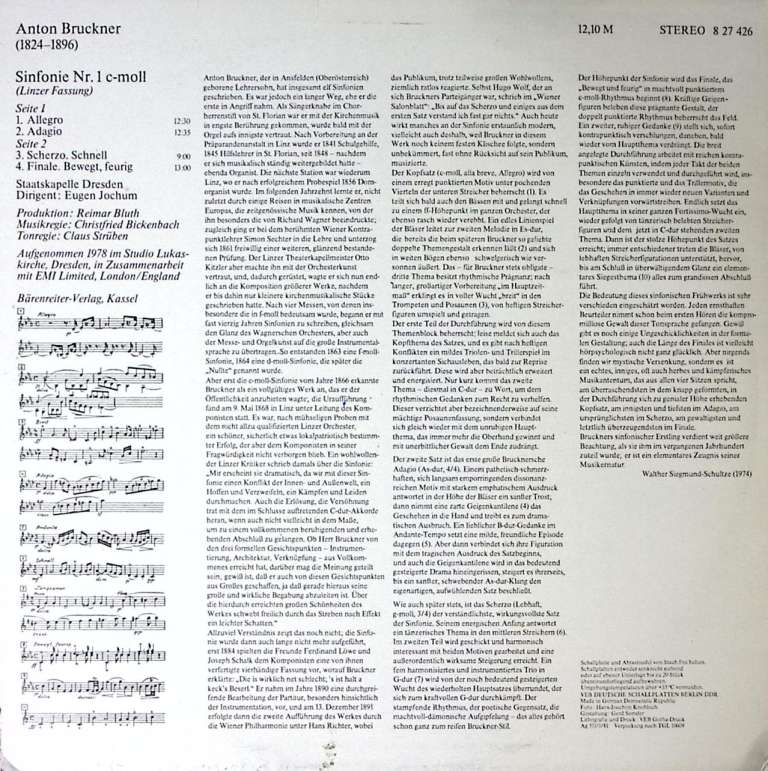 Пластинка виниловая , Симфония № 1 ETERNA 300 мм. Excellent