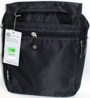 Сумка "Zip-Zone" мужская с ремнем и ручкой, Ткань, Черная, 1 большое отделение + карман на молнии