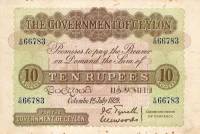 (№1929P-25a.1) Банкнота Цейлон (Шри-Ланка) 1929 год "10 Rupees"