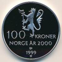 () Монета Норвегия 1999 год 100  ""   Биметалл (Серебро - Ниобиум)  UNC