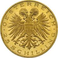 () Монета Австрия 1935 год 25  ""   Биметалл (Платина - Золото)  UNC