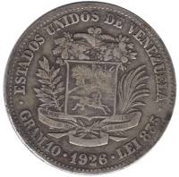 () Монета Венесуэла 1926 год   ""   Серебро (Ag)  VF