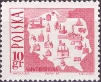 (1966-054) Марка Польша "Карта" , III O