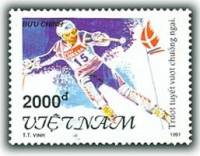 (1991-082) Марка Вьетнам "Слалом"    Зимние ОИ 1992, Альбервиль III O