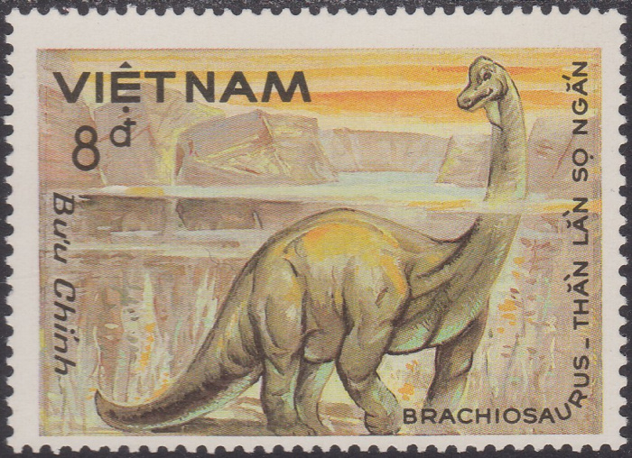 (1984-098a) Марка Вьетнам &quot;Брахиозавр&quot;  Без перфорации  Доисторические животные III Θ