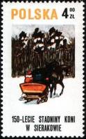 (1980-005) Марка Польша "В санях"    150 лет коневодства в Серакове III Θ