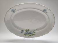 Блюдо ЗИК Конаково до 1940 г 40 х 29 см овальное хризантемы астры
