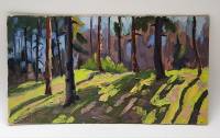 Картина Тулаев В. Н. 1979 г. Летом в лесу Пейзаж масло картон 30х16 см
