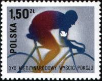 (1977-021) Марка Польша "Велосипедист"    30 Международный велопробег 'За мир' III Θ