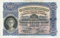 (№1934P-35h.3) Банкнота Швейцария 1934 год "100 Franken/Francs/Franchi" (Подписи: Sarasin  Weber  Bo