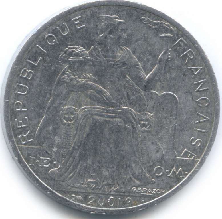 (2001) Монета Новая Каледония 2001 год 5 франков   Алюминий  XF