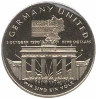 (1990) Монета Маршалловы Острова 1990 год 5 долларов "Объединение Германии"  Медь-Никель  UNC