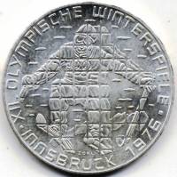 (1975) Монета Австрия 1975 год 100 шиллингов "XII Зимняя Олимпиада Инсбрук 1976"  Вена Серебро Ag 64