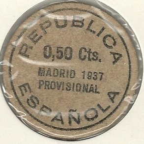 (№1937) Монета Испания 1937 год 50 Ceacute;ntimos (Мадрид)
