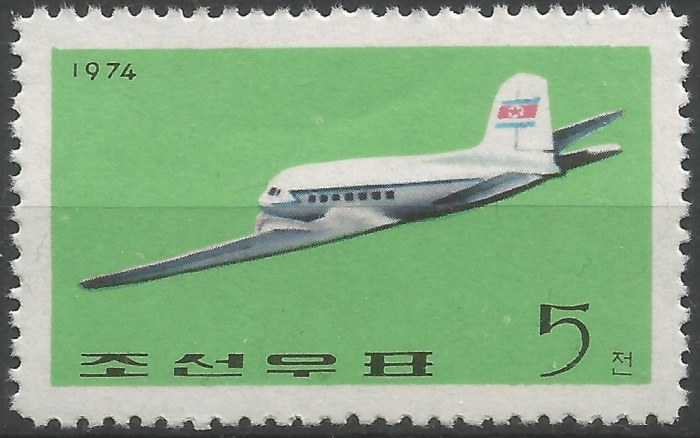 (1974-072) Марка Северная Корея &quot;Ли-2&quot;   Гражданская авиация Кореи III Θ