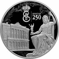 (289спмд) Монета Россия 2014 год 3 рубля "250 лет Эрмитажу"  Серебро Ag 925  PROOF