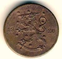 (№1919km23) Монета Финляндия 1919 год 1 Penni