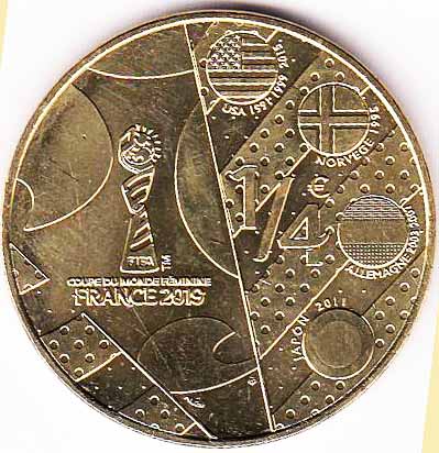 (2019) Монета Франция 2019 год 1/4 евро &quot;ЧМ по футболу среди женщин 2019, Вариант 2&quot;  Бронза  UNC