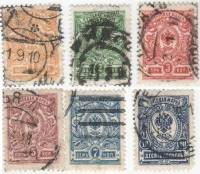 1908-094-96 098-100 Серия Набор марок 6 шт Россия Без ВЗ, Верт мел сетка  19 выпуск II Θ