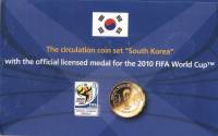 (1983-2008, 6 монет + медаль) Набор монет Южная Корея 1983-2008 год "ЧМ по футболу ЮАР 2010"  Буклет