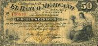 (№1878P-S144) Банкнота Мексика 1878 год "50 Centavos"