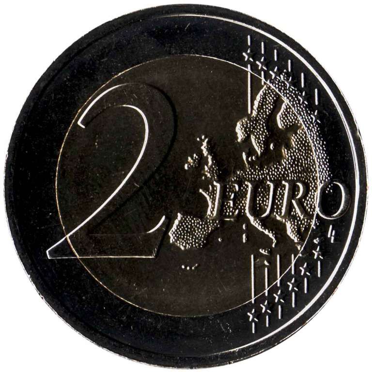 (008) Монета Нидерланды 2015 год 2 евро &quot;30 лет флагу Европы&quot;  Биметалл  UNC