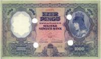 (№1927P-94a) Банкнота Венгрия 1927 год "1,000 Pengő"