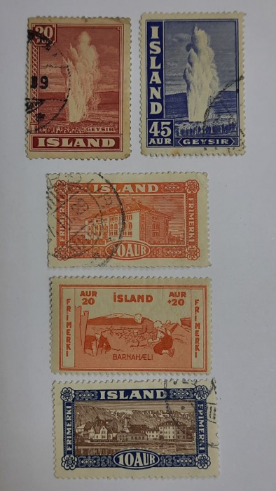 (--) Набор марок Исландия &quot;5 шт.&quot;  Гашёные  , III Θ