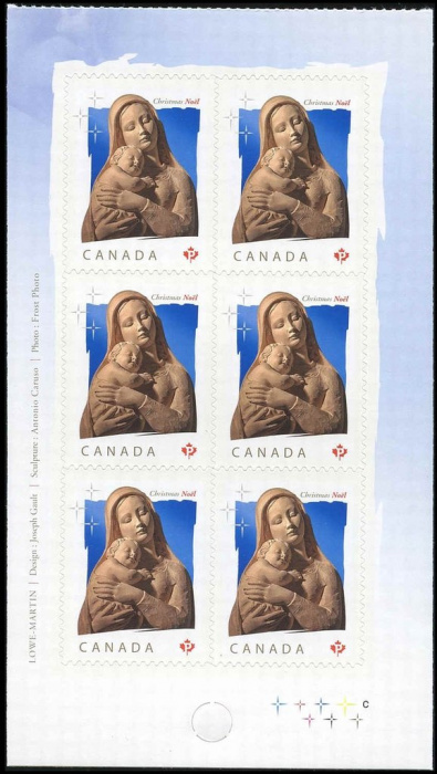 Лист марок Канада 2010 год &quot;Мадонна и ребенка&quot;, Гашеный