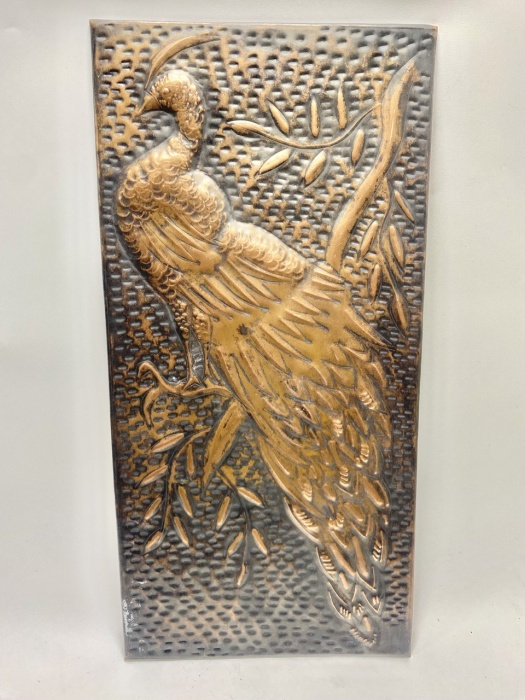 Панно чеканка Павлин СССР 49х24 см 