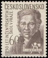 (1957-028) Марка Чехословакия "Ф. Герстнер"    250 лет Пражской Инженерной школе II Θ