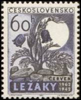 (1962-033) Марка Чехословакия "Цветы"    20-я годовщина разрушения Лидице и Лежаки I Θ