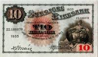 (,) Банкнота Швеция 1935 год 10 крон    UNC