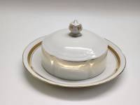 Масленка паштетница винтаж Польша фарфор позолота