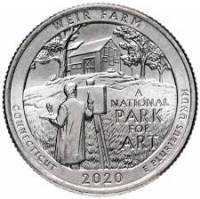 (052s) Монета США 2020 год 25 центов "Ферма Дж. А. Вейра"  Медь-Никель  UNC