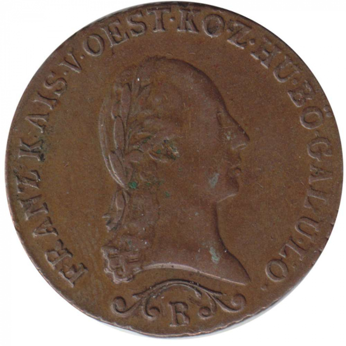 Монета Австрийская Империя 1812 год 1 крейцер, XF