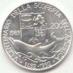 () Монета Италия 1989 год 200  ""   Биметалл (Серебро - Ниобиум)  UNC