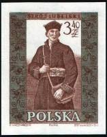 (1960-015a) Марка Польша "Люблин (Мужской)" Без перфорации   Национальная одежда III Θ