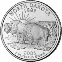 (039s) Монета США 2006 год 25 центов "Северная Дакота"  Медь-Никель  PROOF